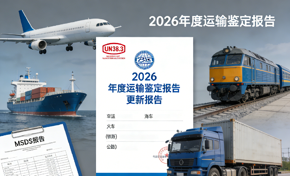 2026年度UN38.3、空运、海运、铁路、公路运输鉴定、MSDS等报告更···