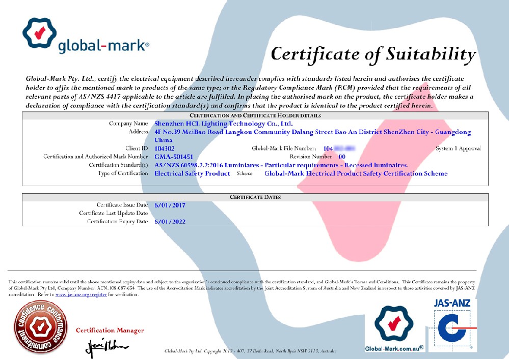 Australia-SAA certificate